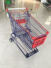 China 150 L 4 piezas plásticas plateadas y rojas del cinc de la carretilla de las compras del supermercado de la rueda compañía