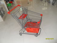 China carretilla de las compras del supermercado 80L con la capa del polvo y la cesta de compras grises compañía
