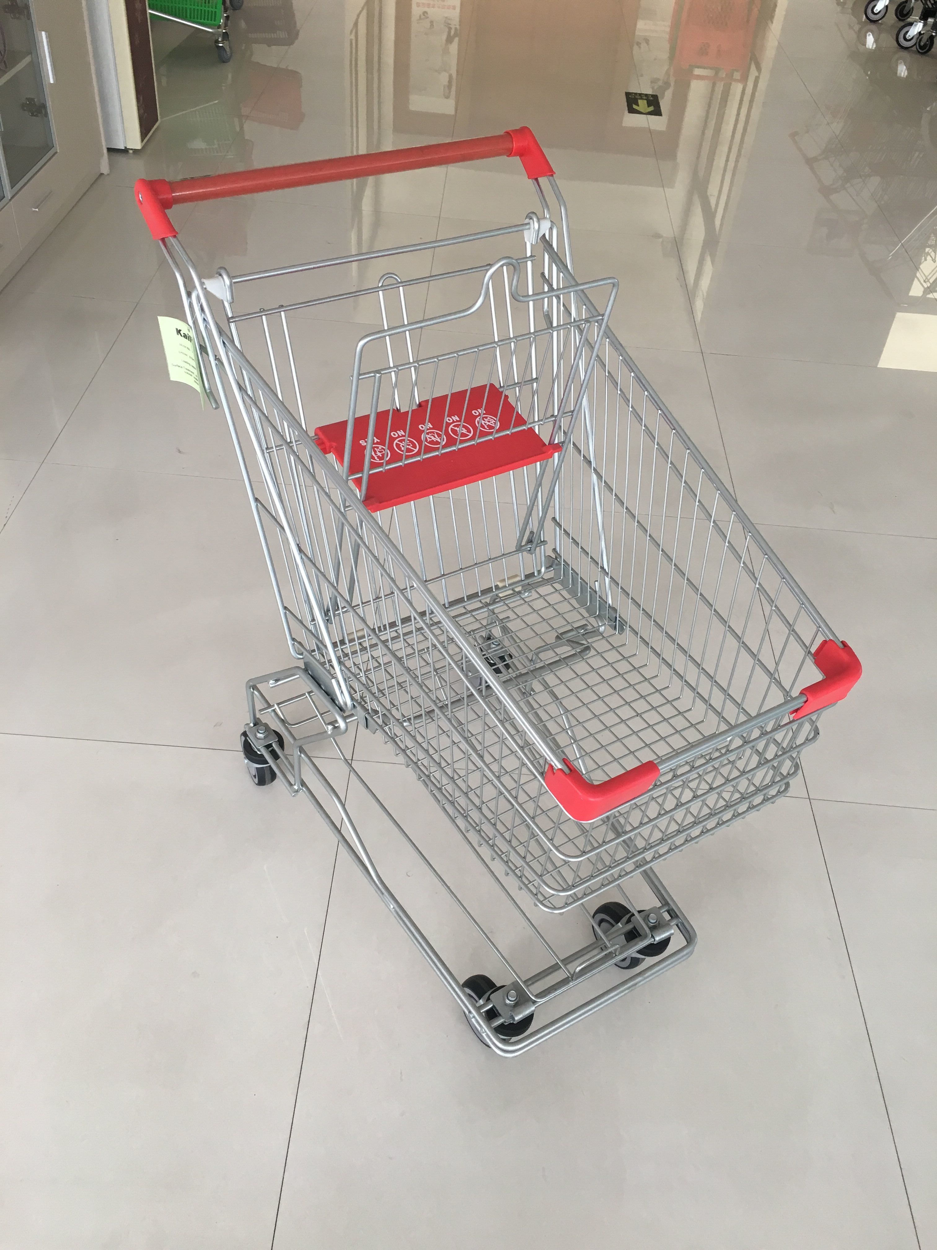 60L Grocery Store Cart , Wire Shopping Trolley With 4 Swivel 4 Inch PU Wheels