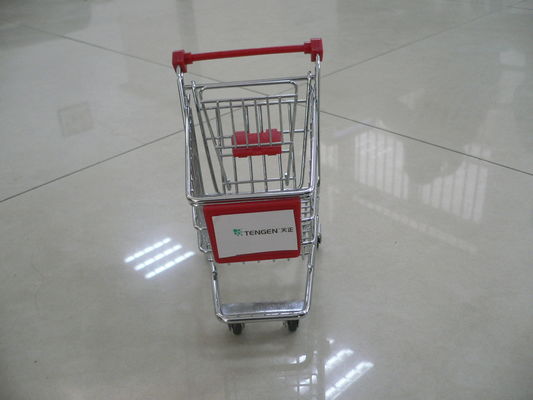 China Mini carretilla del carro de la compra con la etiqueta engomada de la compañía con el tablero de publicidad plástico fábrica