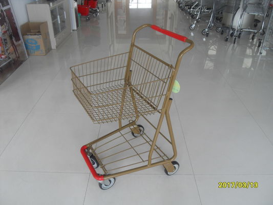 China Supermercado 40 L carro de la compra del metal de la cesta de Singel con las ruedas y el parachoques delantero fábrica