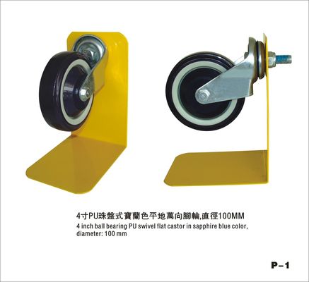 China Ruedas planas del echador del eslabón giratorio resistente de la PU pequeñas para la carretilla 100m m del supermercado fábrica