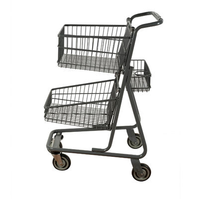 carretilla grande del metal de la cesta doble del carro de la compra del supermercado 80L