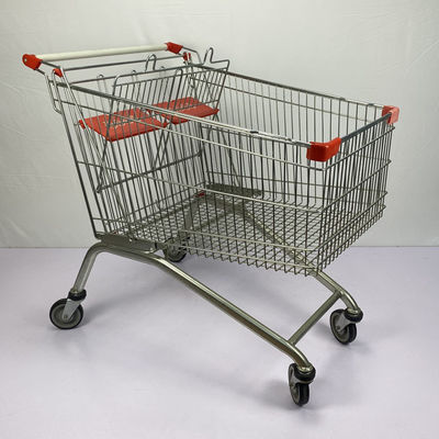 comprar carretilla europea Carry Large Capacity Metal Cart del supermercado del estilo 275L con los asientos dobles plegables del niño online manufacture