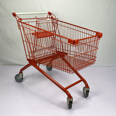 comprar Carro europeo rojo de la carretilla de las compras del metal del espray 180L con las ruedas blancas de la manija TPR online manufacture