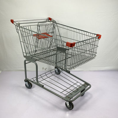 comprar carretilla grande de las compras del alambre de metal de la cesta 175L con las ruedas inferiores del marco TPR TPU online manufacture