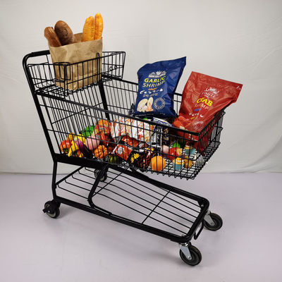 comprar 100L modificó la carretilla que hacía compras negra americana de la cesta para requisitos particulares plana de la carretilla de las compras del metal con el soporte de vaso online manufacture