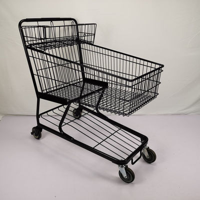 comprar Carretilla grande modificada para requisitos particulares de las compras del supermercado de la cesta 100L con la pequeña cesta de la manija online manufacture