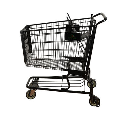 comprar Capacidad ultra grande toda la carretilla negra 110kgs de las compras del metal que carga con la publicidad del logotipo online manufacture