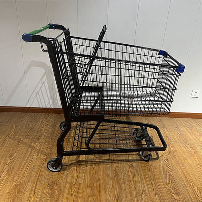comprar Commercial Mesh Body Shopping Cart American Style Supermarket Trolley with Cup Holder Fabricación en línea